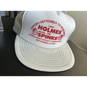 Vintage 1980s Larry Holmes vs Michael Spinks Hat 1985 Boxing Trucker Snapback
